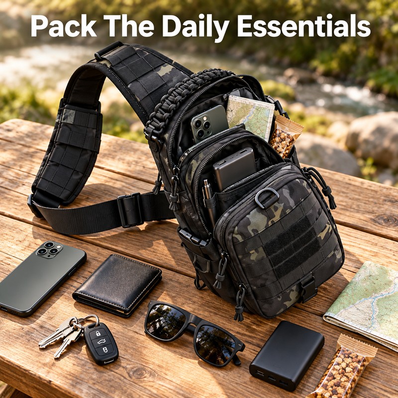 Outdoor Camping Chest Bag – Tactical Sling Backpack with Adjustable