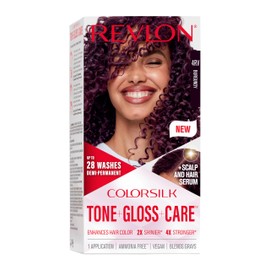 Revlon ColorSilk Tone + Gloss + Care Demi Permanent Hair Color, Hair Dye with Leave in Scalp and Hair Serum, 2x Shinier, 4x Stronger, 4RV Burgundy, 4.5 fl. oz