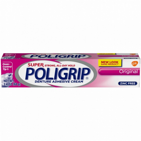 SUPER POLIGRIP Denture Adhesive Cream Original 2.40 oz (Pack of 6)