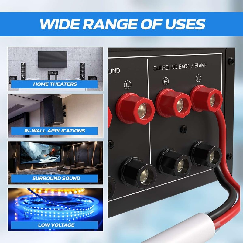 50ft 16AWG 2 Conductors (16/2) CL2 Rated Loud Speaker Cable