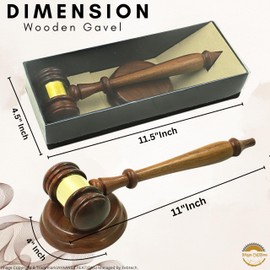 Premium Wooden Judge's Gavel Set with Sound Block, Brass Band, and Transparent Gift Box – Ideal for Courtrooms, Ceremonies, Lawyers, and Auctions