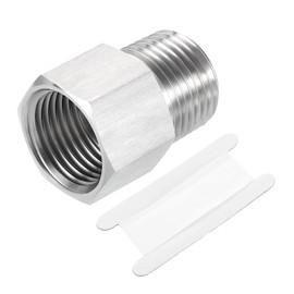 sourcing map Pipe Fitting Reducing Adapter, 1/2" NPT Male x G1/2" Female 304 Stainless Steel Reducer Connectors for Water Oil Air Pressure Gauge, Silver
