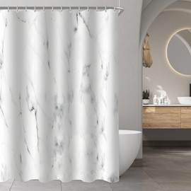 Lerores Shower Curtain, 100 x 180 cm, Marble, Weighted Hem, Anti-Mould Textile, Waterproof, Washable Polyester Fabric Bath Curtains with 6 Eyelets and Shower Curtain Rings for Bathroom, Bathtub