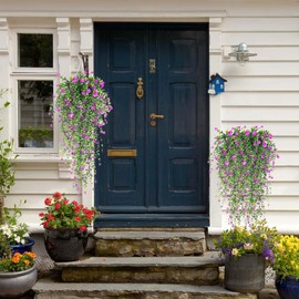 Artificial Hanging Flowers, 3 Pcs Fake Hanging Plants Spring Summer Decor, Artificial Vines for Outdoors, UV Resistant No Fade Artificial Plants Suitable for Indoor Decoration Outdoor Porch Courtyard