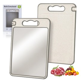 AGIgear Titanium Cutting Boards for Kitchen,Dual-Sided Pure Titaniums with Wheat Straw PP Cutting Board -Non-Slip,Knife-Friendly Kitchen Essential for Meat,Vegetables & Chef-Food Grade