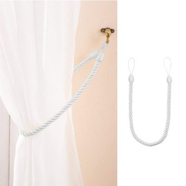 NANAOUS 2pc Curtain Tie, Curtain Tiebacks for Sheer Curtains, in Curtain Tie Backs with Hooks,Curtain Tiebacks Decorative Ropes for Sheer and Blackout (White)