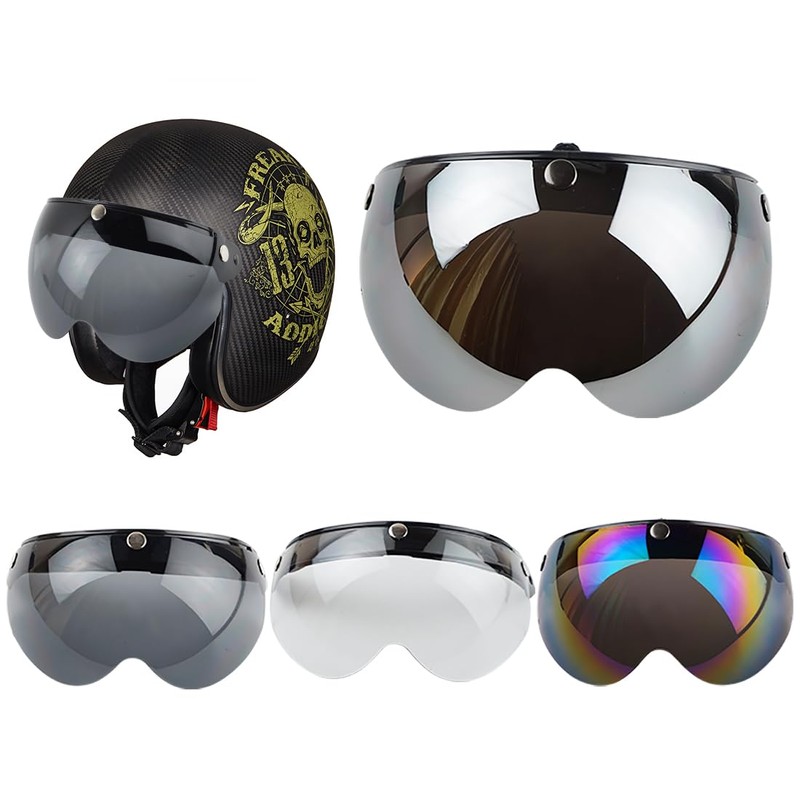 VCOROS - Casco universal de 3 vuelos retro con visera