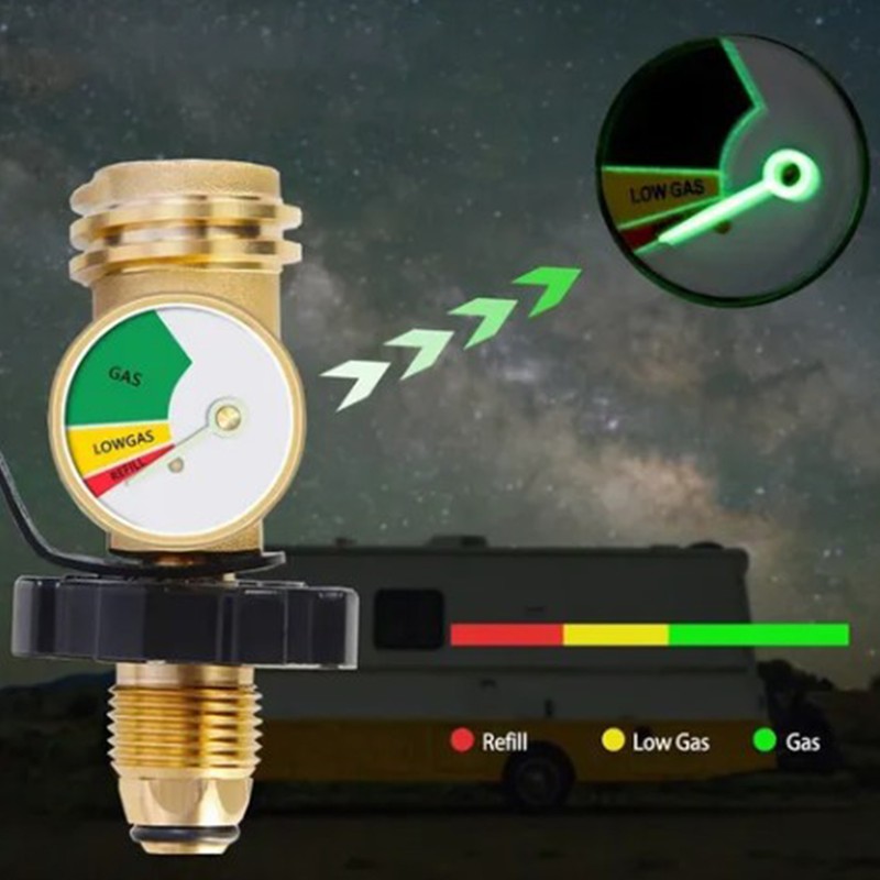 POL to QCC Thread Gas Tank Refill Adapter with Gauge