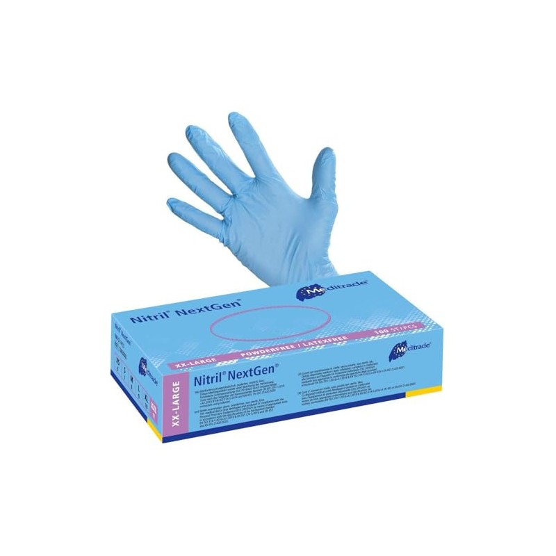 Meditrade Nitrile Gloves NextGen® EN 455, Powder-Free, Blue, Pack of