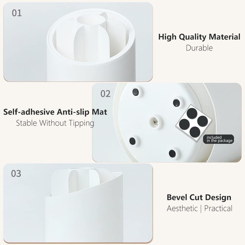Baoswi Makeup Brush Holder Organizer with Lid, Rotating Dustproof Make