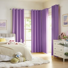 DUALIFE Bright Purple Curtains for Girls Bedroom Light Blocking Room Darkening Blackout Drapes Nursery Grommet Curtains Triple Weave Mermaid Home Decoration (52 x 63 Inch Length, 2 Panels)