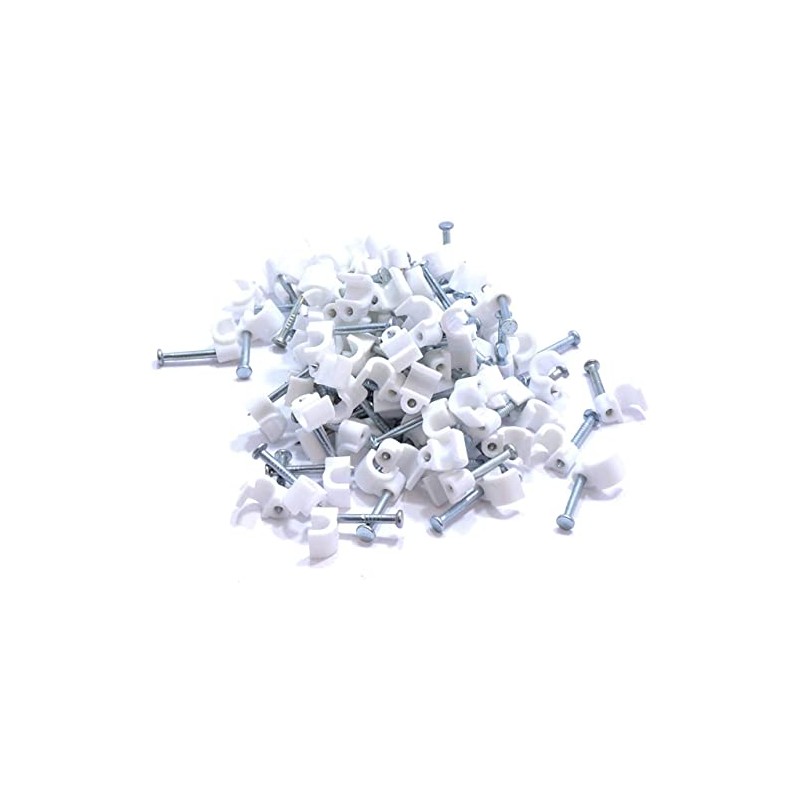 Merriway BH02260 Runde Kabelklemme 8 mm, Weiß, 100 Stück