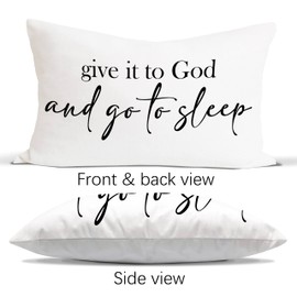 Rusenbao Give it to God and Go to Sleep Throw Pillow Covers, Bed Decorative Pillows Covers, 12x20 Pillow Cover, Farmhouse Home Decor for Couch Bed Bedroom