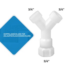 Y-Splitter Double Connection Fork Connection 3/4 Inch for Inlet Hose for Washing Machine Dishwasher Adapter Drain Hose Extension for Water Connection Distributor Connection for Washing Machine