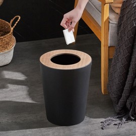 LOVIVER Indoor Rubbish Can, Garbage Container Wastebasket, Round Trash Bins without Lid, Trash Can Enclosure, Indoor Bathroom Wastebasket for Toilet Washroom, 9L Black