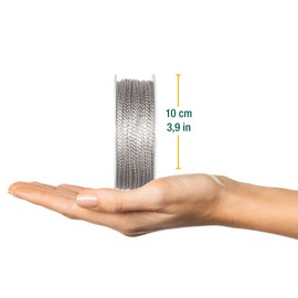 Halbach Seidenbänder Premium Cord (Light Grey), Width 2 mm, Length 50 m, Made in Germany and Oeko-Tex Certified, Shiny Satin Cord Made of Acetate