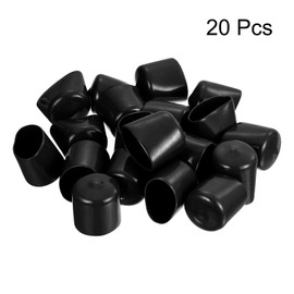 sourcing map 20pcs Round Rubber End Caps 1 1/8"(29mm) Black Vinyl Cover Screw Thread Protectors