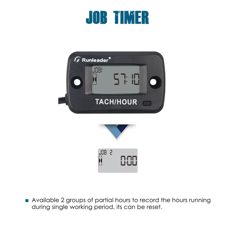 Runleader RL-HM019C Magnetic Pickup Tach/Hour Meter | Rotating Shaft, IP68