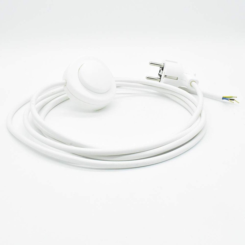 Connection Cable 4 m White Earthing Contact Angle Plug +