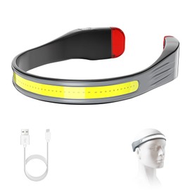 Pluralla LED Headlamp, Rechargeable Headlamps with 230° Wide Beam Lightweight Head Lamp and Red Tail Light to Wear with 3 Lighting Modes Head Flashlight for Adults for Running, Hiking, Outdoors-Grey