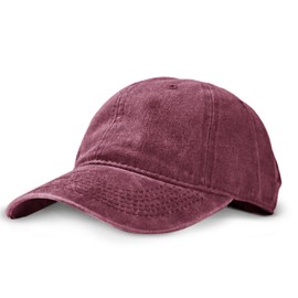 Unisex Vintage Washed Baseball Cap | Low Profile Soft Top Unstructured Cotton Baseball Cap | Adjustable Size Buckle for Women Men - Burgandy