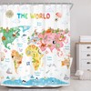 Riyidecor Kids World Map Shower Curtain for Bathroom Decor 60Wx72H