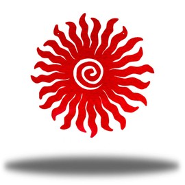 Riverside Designs Sunburst Metal Wall Art Steel Outdoor Decor - Heavy-Duty and Waterproof - Made in USA (12", Red)