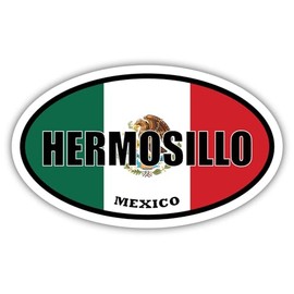 3 Pack 2x3 inches | Hermosillo Mexico Flag Oval Sticker Construction Toolbox, Hardhat, Lunchbox, Helmet, Mechanic, Luggage