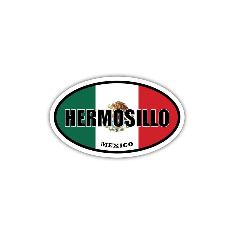 3 Pack 2x3 inches | Hermosillo Mexico Flag Oval Sticker