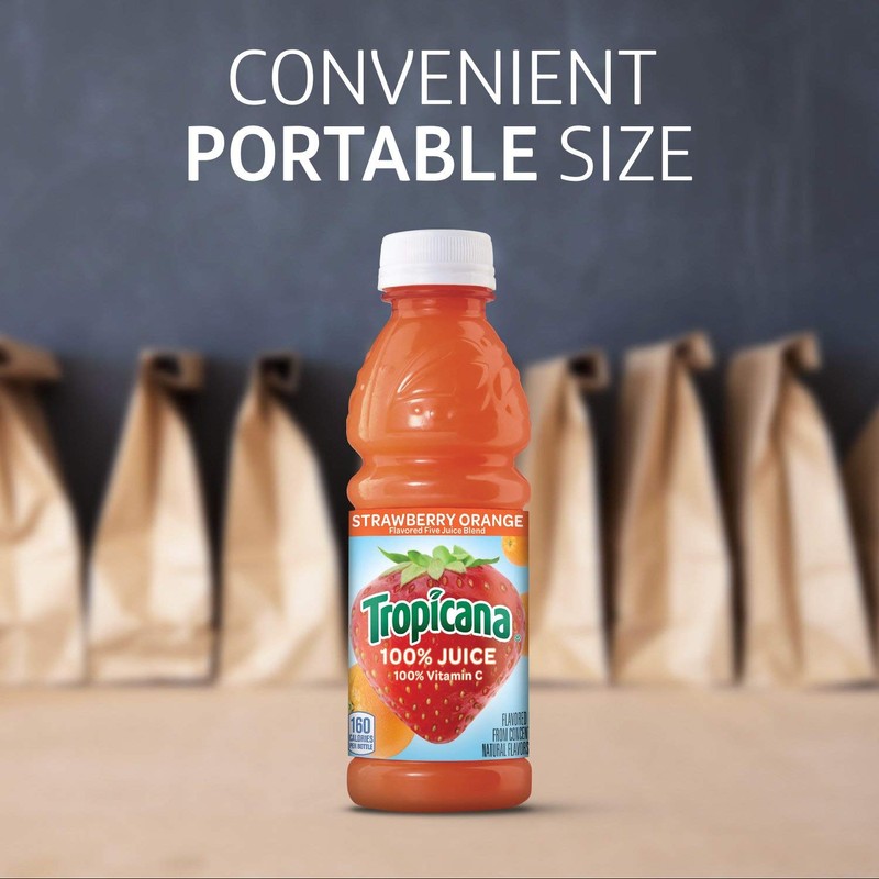 Tropicana 100% Orange Strawberry Juice,�Single Serve, 10 Fl Oz Bottles