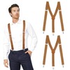 Vesberkl Beige Leather Suspenders - Firefighter Style, Button Closure for