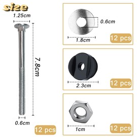 Trampoline Screws, Trampoline Replacement Parts Screws, Spacer Trampoline, Trampoline Screw, Trampoline Accessory Set, Trampoline Attachment for Large Trampoline and Small Trampoline Pack of 12