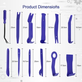 AiQInu Set of 12 Car Lever Tool, PP Plastic Car Disassembly Tool, Trim Wedge Set for Car Interior Trim, Dashboard Upholstery (Blue)