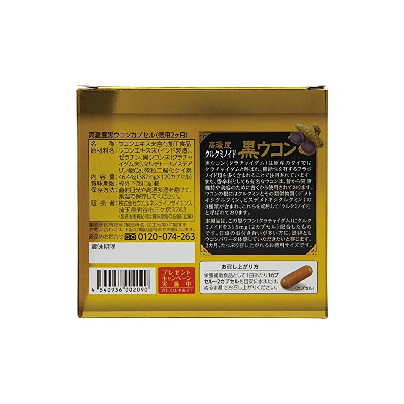 Wellness Japan High Concentration, Black Turmeric, Economical, Approx. 60 Day