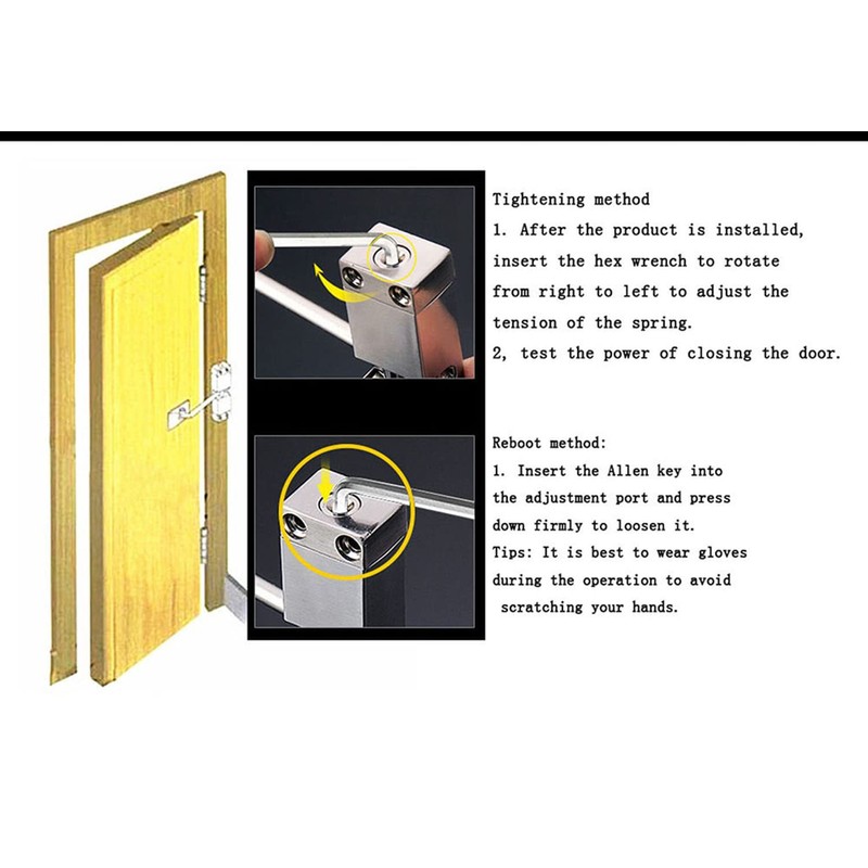 zeng Stainless Steel Automatic Door Closer, Adjustable Spring Closer for