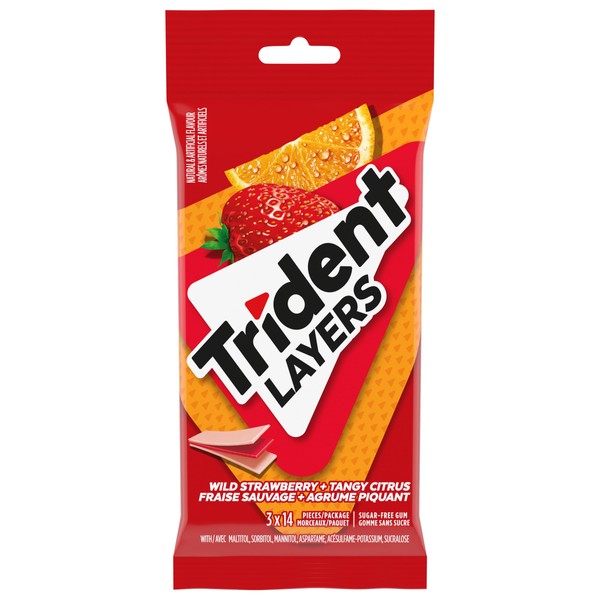 Trident Layers Sugar-Free Gum Wild Strawberry/Tangy Citrus Gum 3 Pack