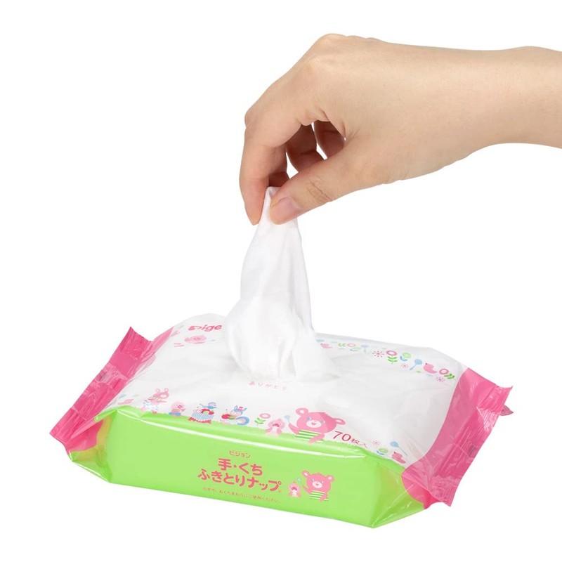 PIGEON Hand and Mouth Wipe Naps, Refill, 70 Sheets, 2