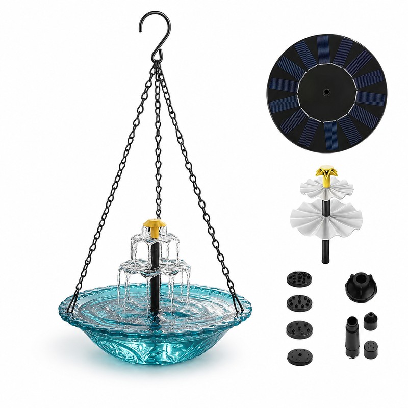 Hanging Solar Bird Bath Fountain for Garden Decor – 3-Tier