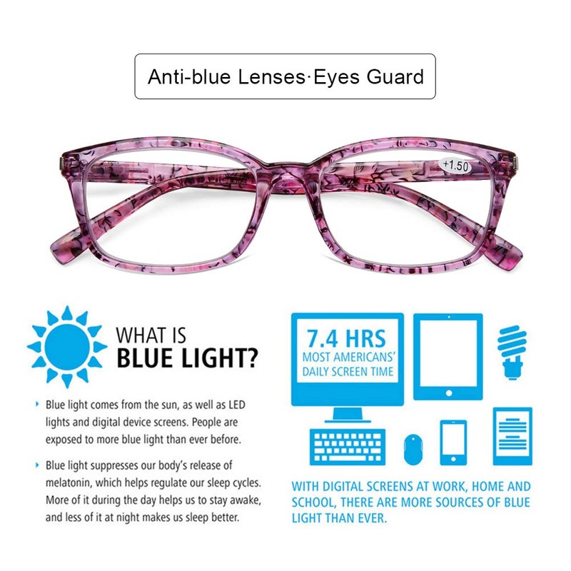 DOOViC 4 Pack Computer Reading Glasses Blue Light Blocking Anti