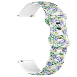 THAZEE 20mm Quick Release Soft Sillicone Sports Watch Band (Elegance Floral) Replacement Rubber Strap Bracelet for Women, Men