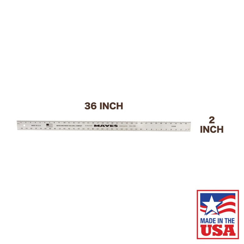 Mayes 10208 36 Inch Straight Edge Aluminum Ruler, Heavy Duty