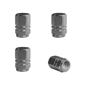 Wevdn 4 PCS Car Tire Valve Caps, Anti-Corrosion Aluminum Alloy Valve Stem Dust Caps with Rubber Seal, Leak-Proof Tire Valve Cover for SUV Truck Motorcycle Bike, Car Accessories (Gray)