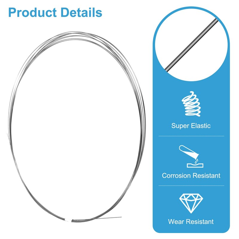 sourcing map 16 Feet Nitinol Wire, 1 Pcs 0.5mm Super