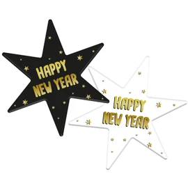 Folat 63754 Coaster BlackGold HNY-12 x 14 cm Pack of 6 New Year's Eve Decoration, New Year's Eve Decoration, Happy New Year, Multicoloured