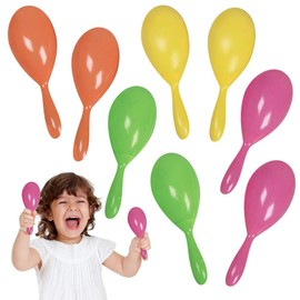 ArtCreativity 7.5 Inch Plastic Maracas for Kids, 4 Pairs, Neon Music Hand Shakers, Fun Noise Makers and Toy Musical Instruments, Birthday Party Favors, Fiesta Decorations, Goodie Bag Fillers