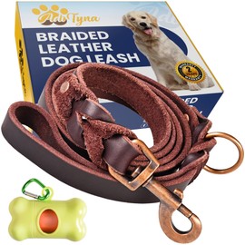 Heavy-Duty Leather Dog Leash 5.6 ft - Soft & Strong Training Dog Leashes for Small, and Medium (Brown, 5.6 ft x 5/8")