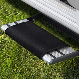 Premium Caravan Step Doormat, Exclusive Carpet for Camper, in Grey/Black, Black
