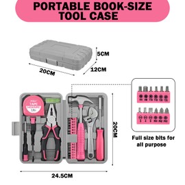 20 PCS Pink Tool Kit for Women Ladies, Home Small Tools Kit with Storage Box, DIY Hand Tools for Daily Repairs Maintenace Portable Tool Box Set for Maintenance at Home, Office, School, and Garage