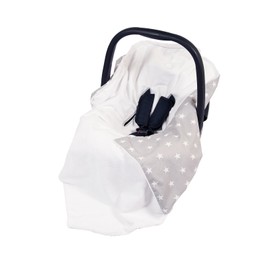 Viculii Double Sided Baby Wrap for car seat | grey and white stars baby wrap swaddle cover cosytoes blanket for car seat 100x100cm | boy or girl