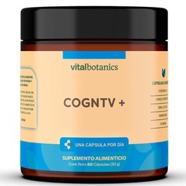 VITAL BOTANICS - Cognitive Boost+ Nootrópico con Vitaminas B, L-Teanina, L-Tirosina, Coenzima y Cordyceps - 60 Cápsulas de 500 mg - Suplemento Alimenticio - 2 Meses de Suministro - Sin Gluten